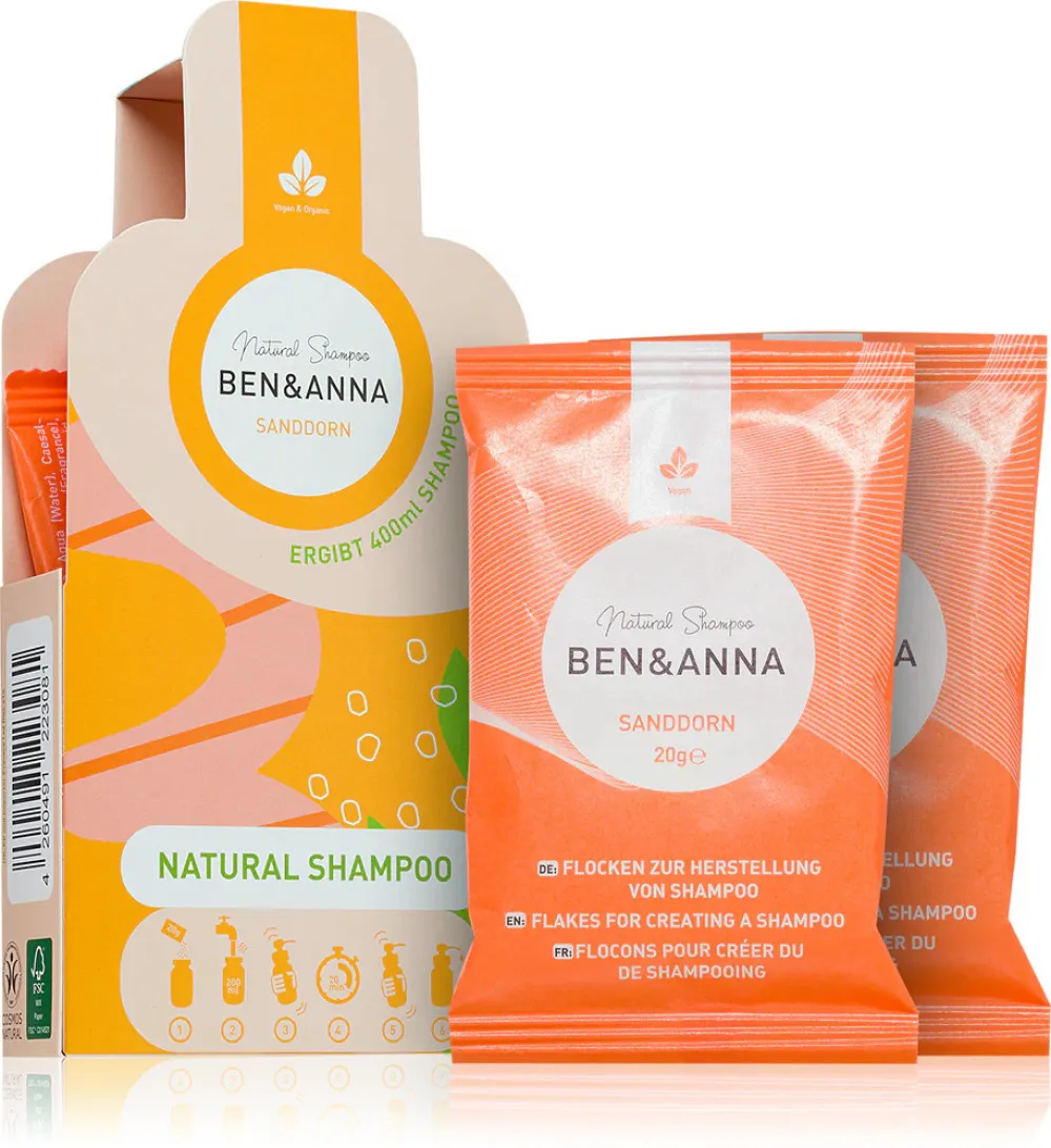 Ben & Anna Shampoo Pulver (2×20 g) - Sanddorn - regeneriert und beruhigt