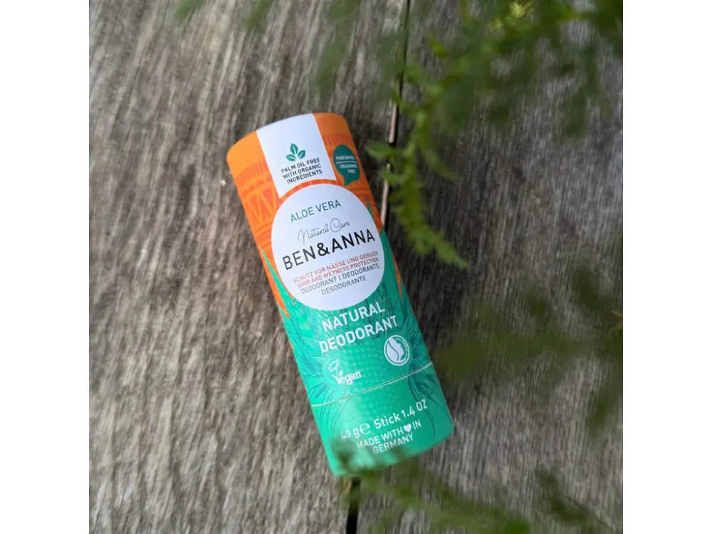 Ben & Anna Festes Deodorant ohne Parfum (40 g) - Aloe Vera - für empfindliche Haut