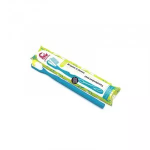 Lamazuna Biokunststoff-Zahnbürste mit austauschbarem Kopf, mittelhart, blau