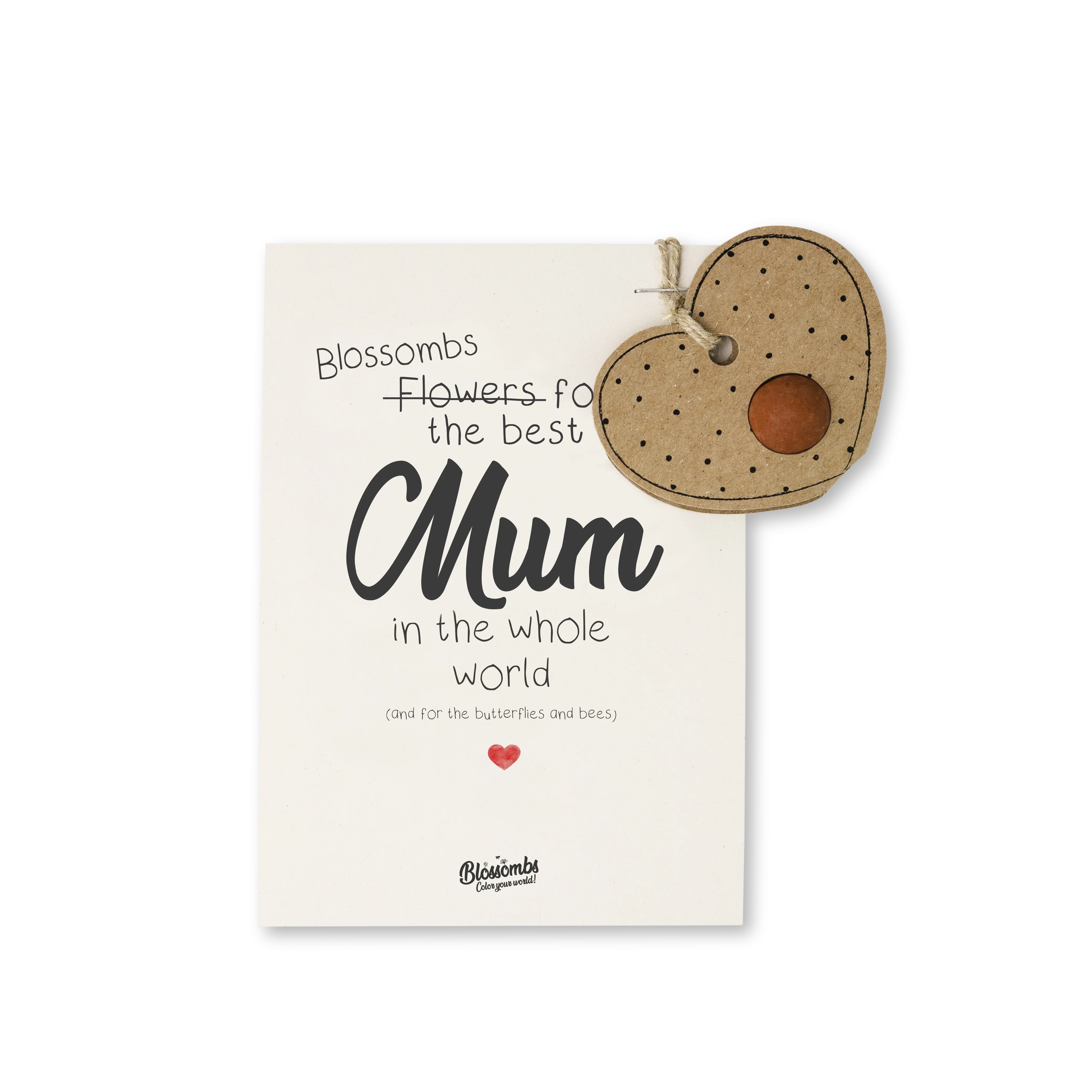 Blossombs Samenbombe - Geschenkdekoration "Für die beste Mama" - Herz (1 Stück)