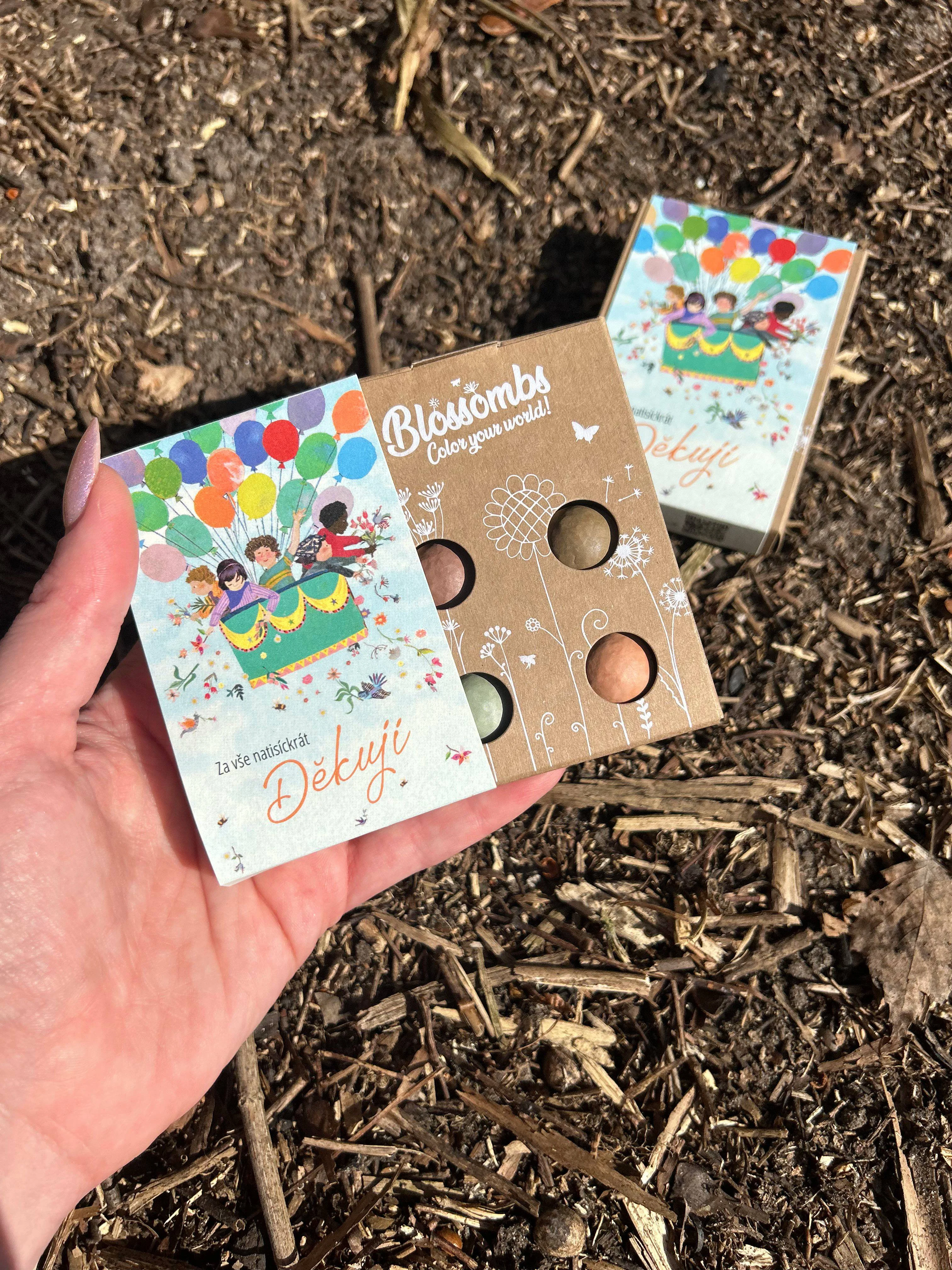 Blossombs Samenbomben - Mini-Geschenkset - Tausend Dank für alles (4 Stk.) - Schenken Sie Blumen mal anders