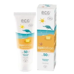 Eco Cosmetics Sonnenmilch Neutral ohne Parfum LSF 50 BIO (125 ml) - mit natürlichen mineralischen Filtern