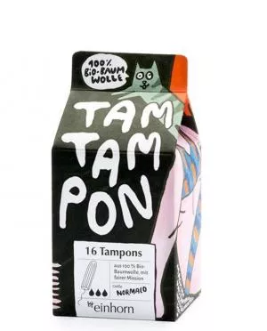 Einhorn TamTampon Normalo Tampons (16 Stück) - hypoallergene Bio-Baumwolle
