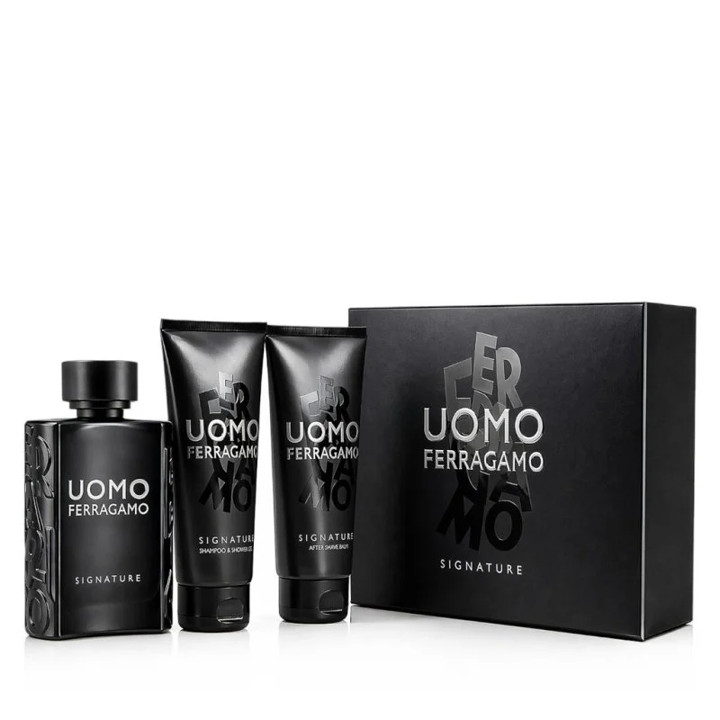 Uomo Signature Eau de Parfum für Herren 100 ml + After Shave Balsam 100 ml + Herren-Shampoo und Duschgel