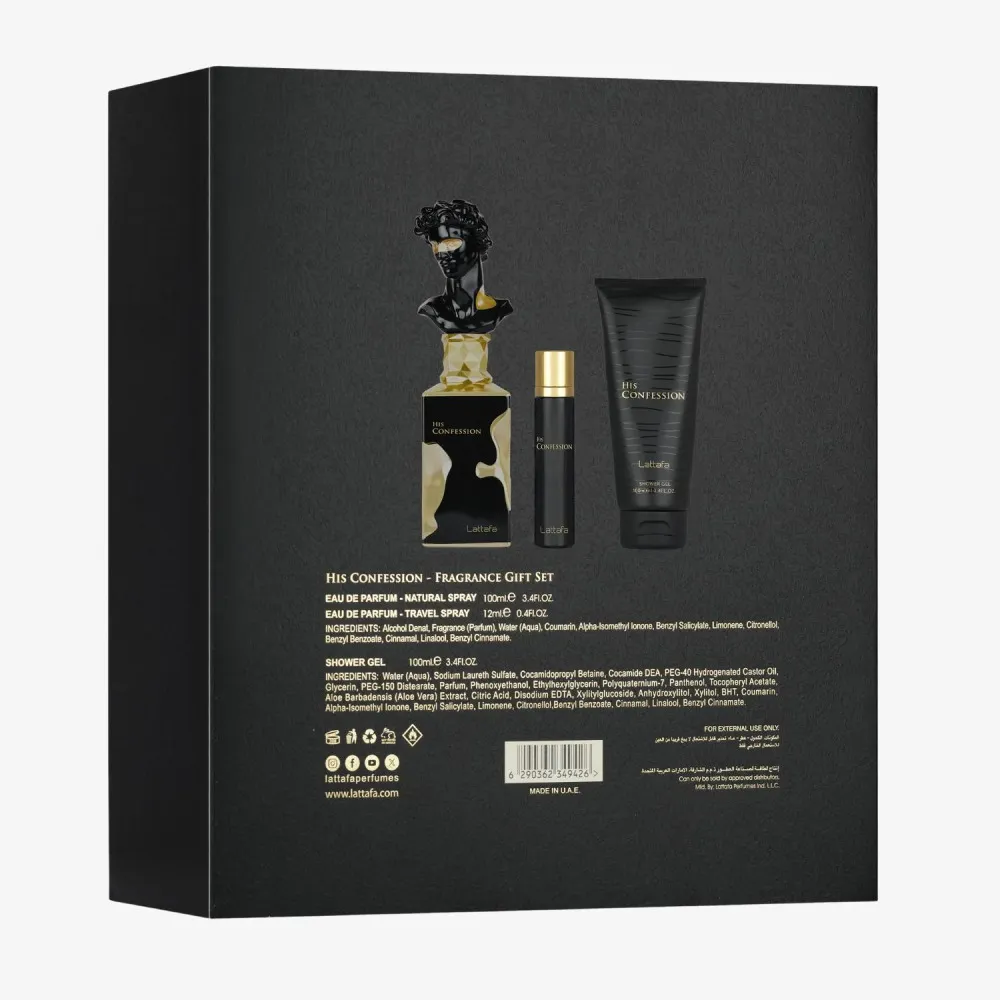 His Confession Eau de Parfum für Herren 100 ml + EdP Mini 12 ml + Duschgel