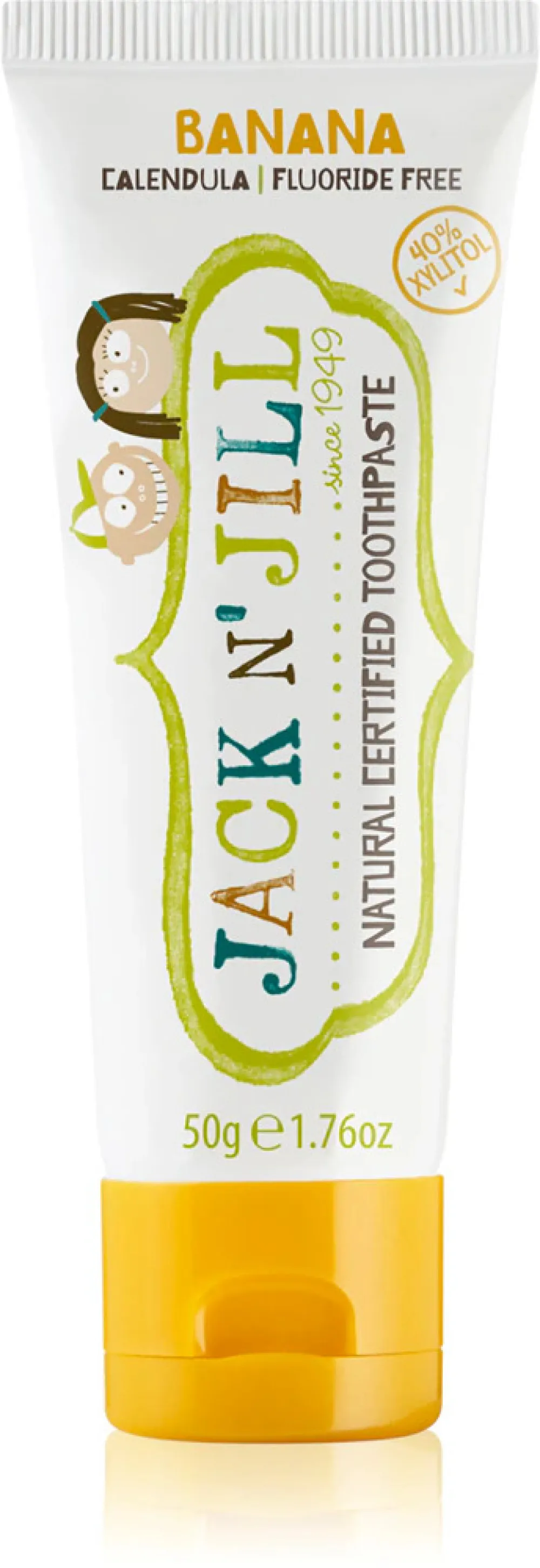 Jack n Jill Kinderzahnpasta - Erdbeere BIO (50 g) - fluoridfrei, mit Bio-Calendula-Extrakt