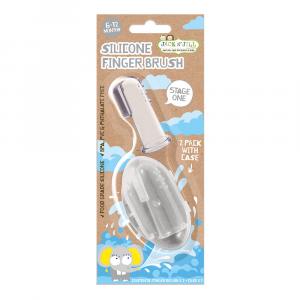Jack n Jill Silikon-Zahnbürste Fingerzahnbürste für Babys (2 Stück) Etui - für Kinder von 6 bis 12 Monaten