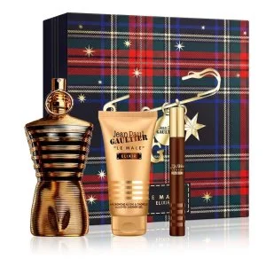 Jean Paul Gaultier Le Male Elixir 125 ml + Parfum MINI 10 ml + parfümiertes Duschgel für Herren