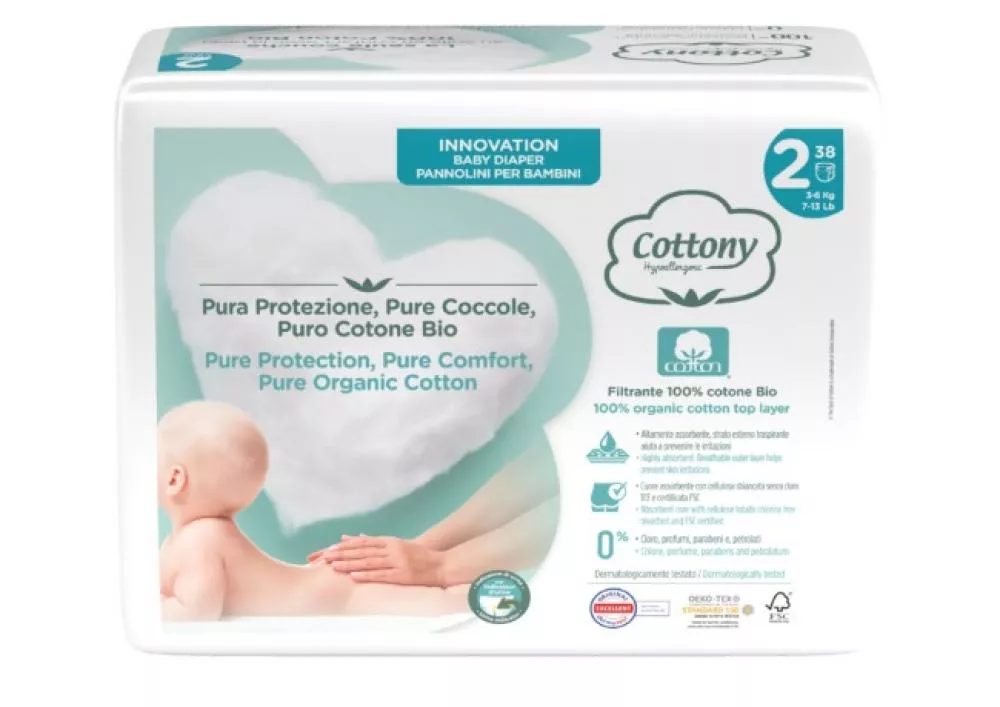 Cottony Wegwerf-Babywindeln aus Bio-Baumwolle 3-6 kg