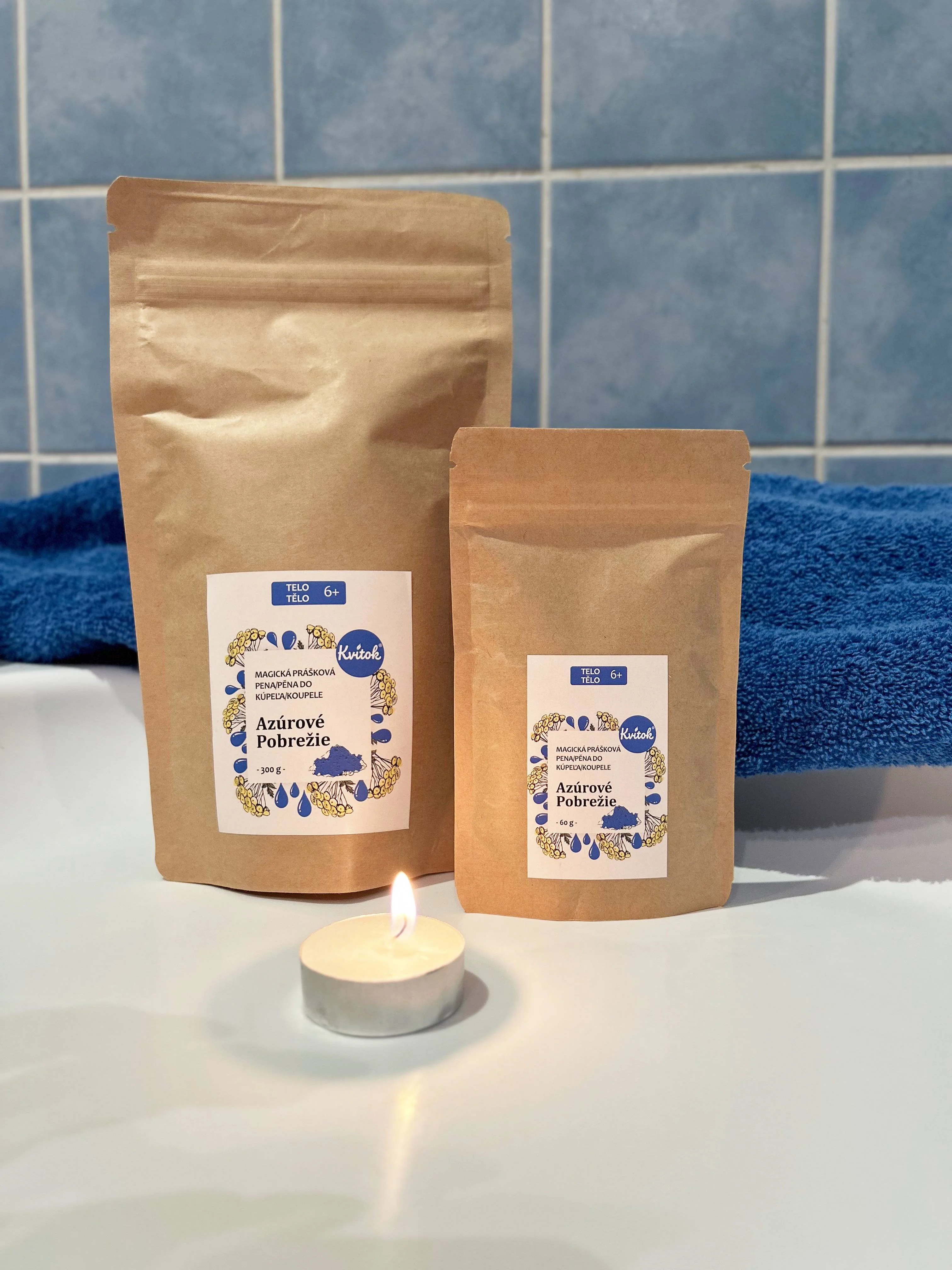 Kvitok Magischer Badeschaum Azurblaue Küste 300 g – schäumt wunderbar