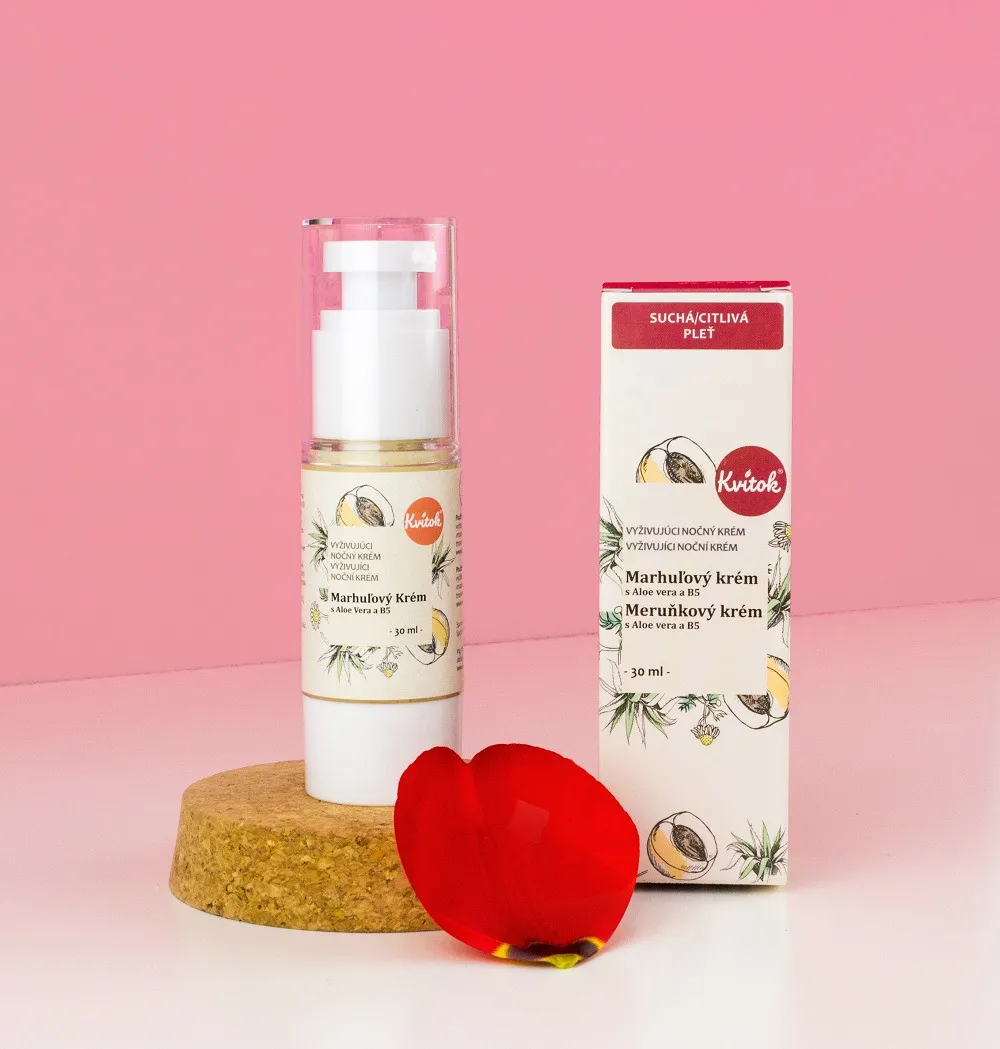 Kvitok Aprikosen-Nachtcreme für empfindliche Haut (30 ml) - mit Provitamin b5
