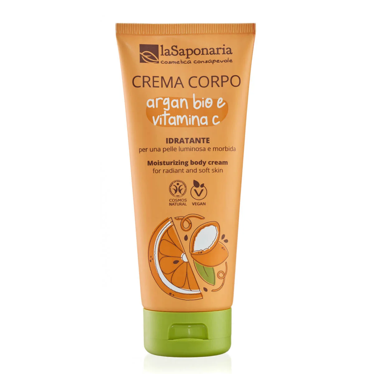 laSaponaria Feuchtigkeitsspendende Körpercreme mit Bio-Arganöl und Vitamin C, 200 ml - für strahlende, samtweiche Haut