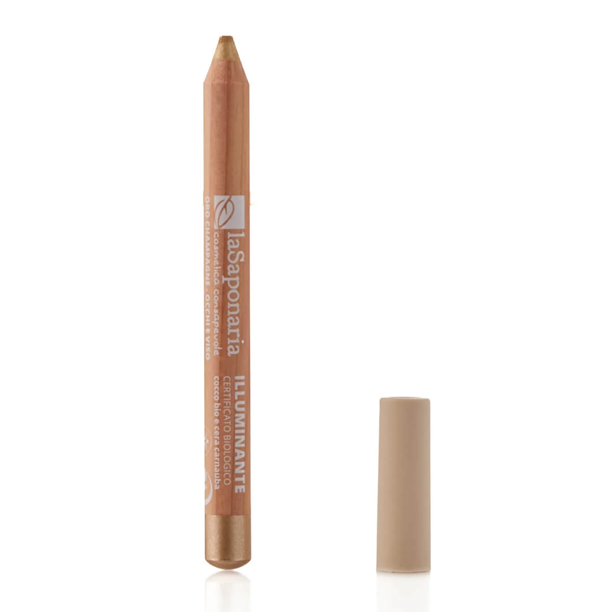 laSaponaria Highlighter-Stift für Augen und Gesicht mit Jojobaöl, BIO - Champagnergold (1,1 g) - verleiht der Haut Leuchtkraft und einen zarten Schimmer