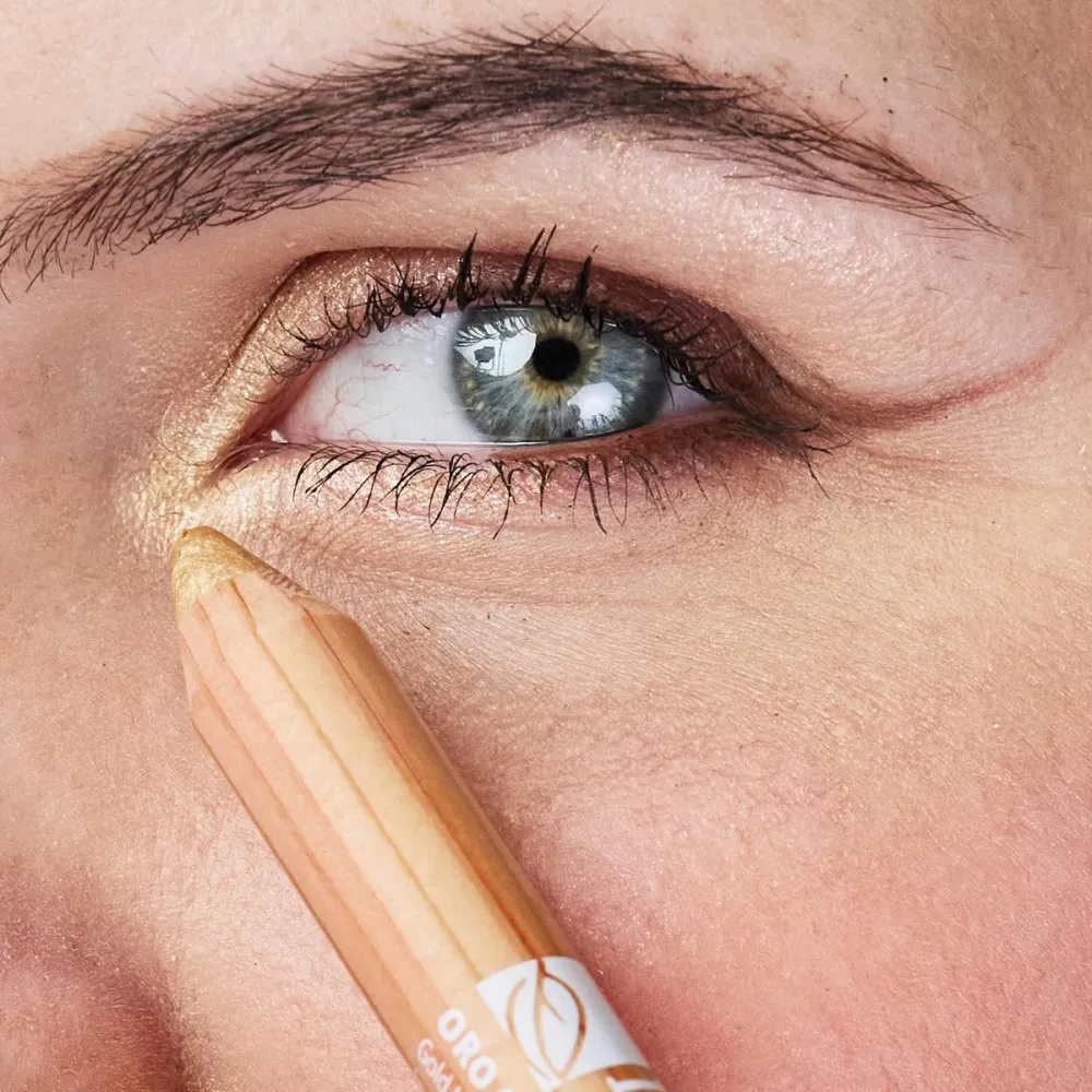 laSaponaria Highlighter-Stift für Augen und Gesicht mit Jojobaöl, BIO - Champagnergold (1,1 g) - verleiht der Haut Leuchtkraft und einen zarten Schimmer