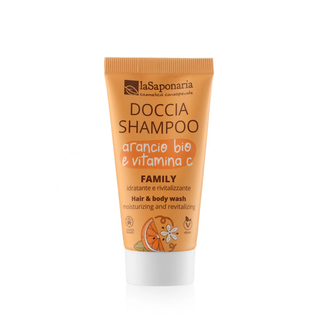 laSaponaria Duschgel und Shampoo 2in1 mit Bio-Orange und Vitamin C für die ganze Familie 500 ml - mit süßem und belebendem Duft