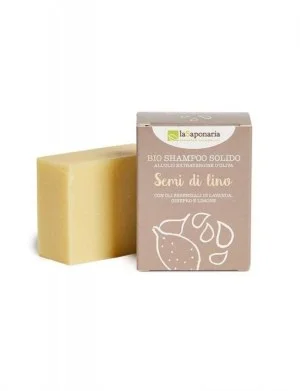 laSaponaria Feste 2-in-1-Seife für Körper und Haare mit Bio-Leinöl (100 g) - in Papierverpackung