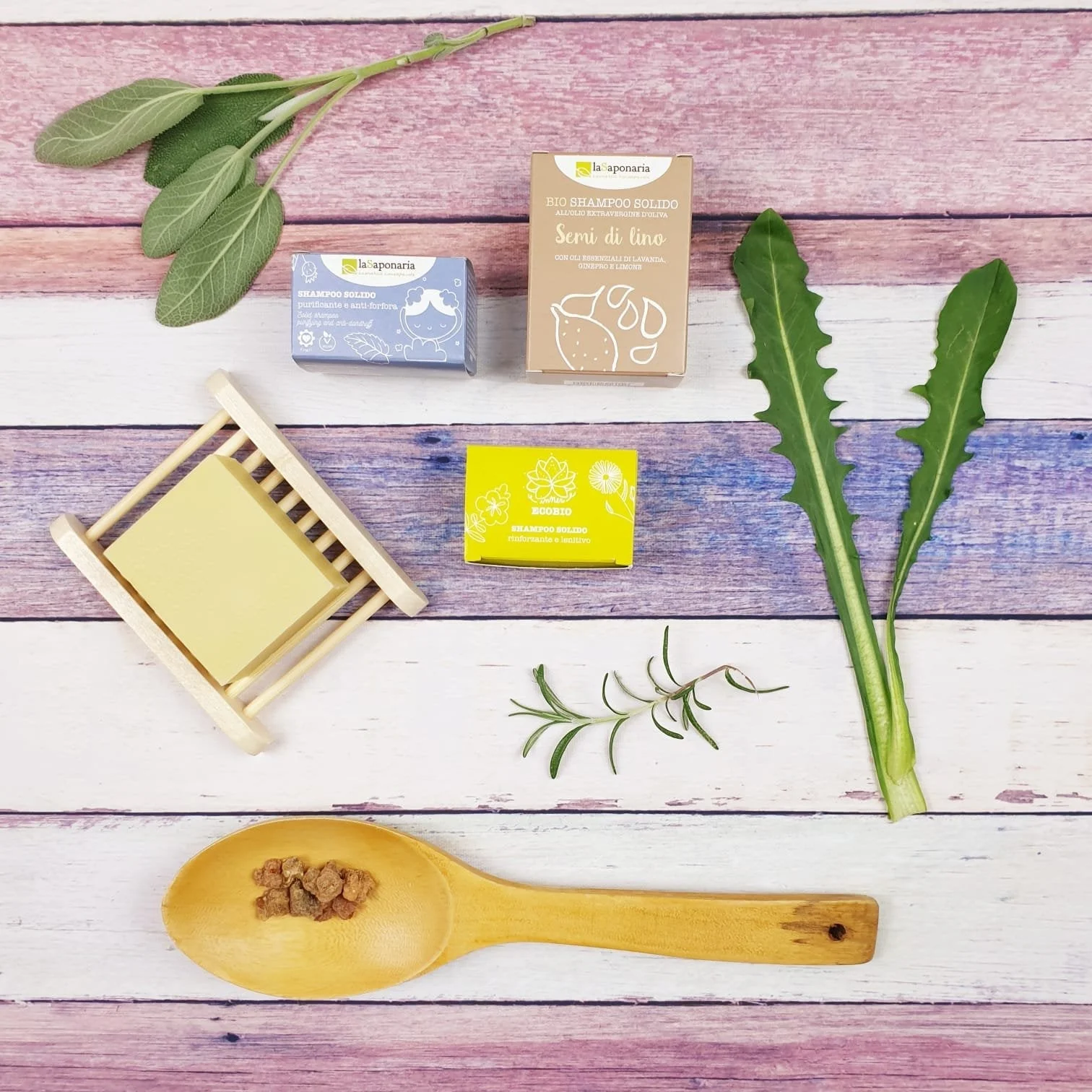 laSaponaria Feste 2-in-1-Seife für Körper und Haare mit Bio-Leinöl (100 g) - in Papierverpackung