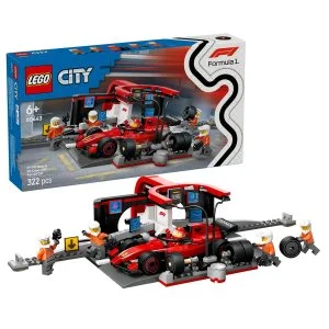 LEGO® City 60443 F1®-Boxenstopp und Team mit Ferrari-Wagen