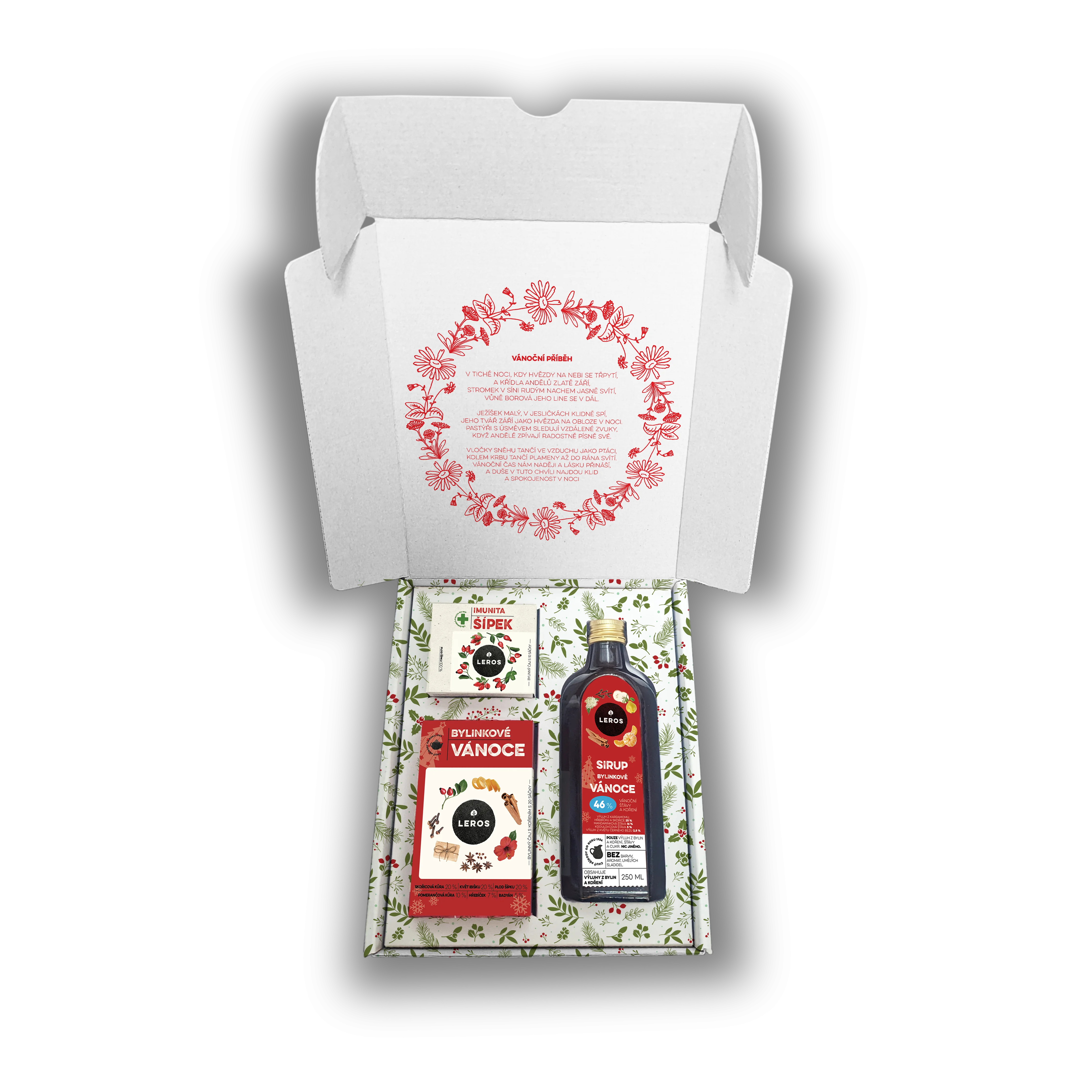 LEROS Geschenkset (3 Stück) – Kräuter-Weihnachten – Kräutersirup und 2 Teesorten