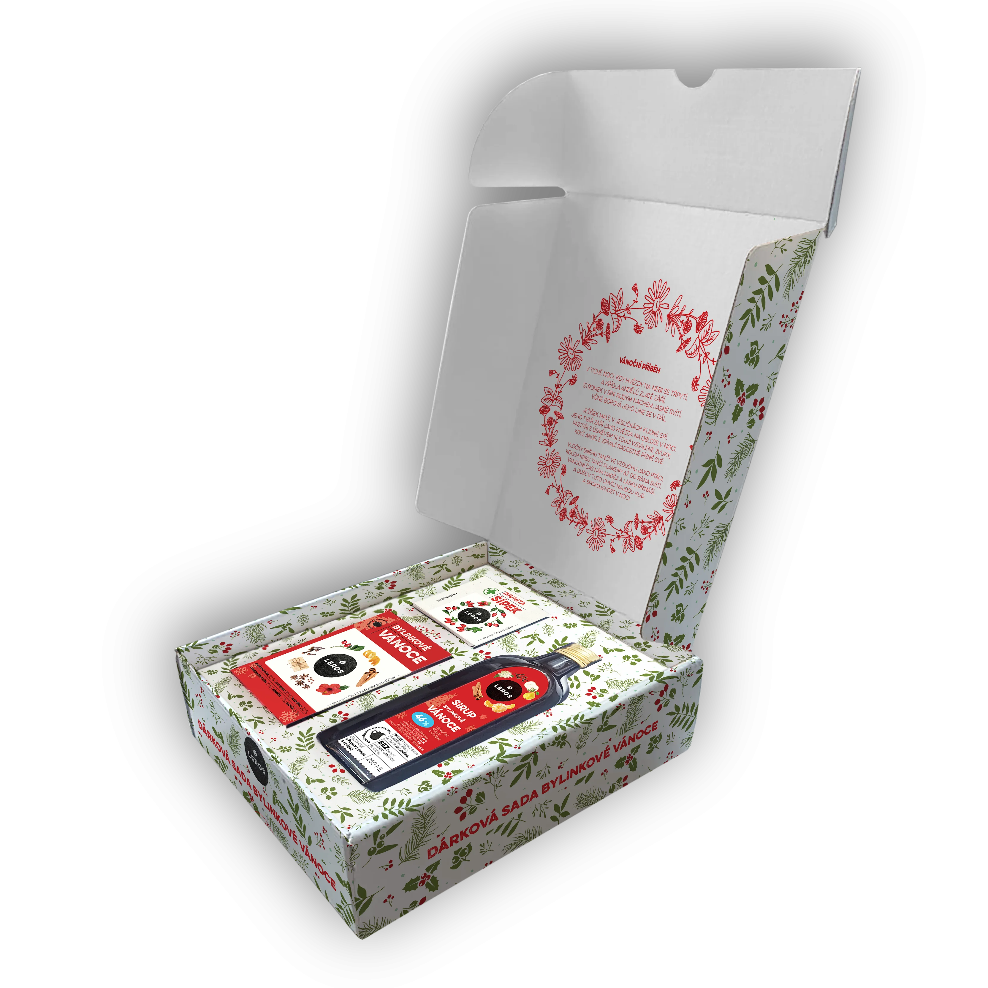 LEROS Geschenkset (3 Stück) – Kräuter-Weihnachten – Kräutersirup und 2 Teesorten