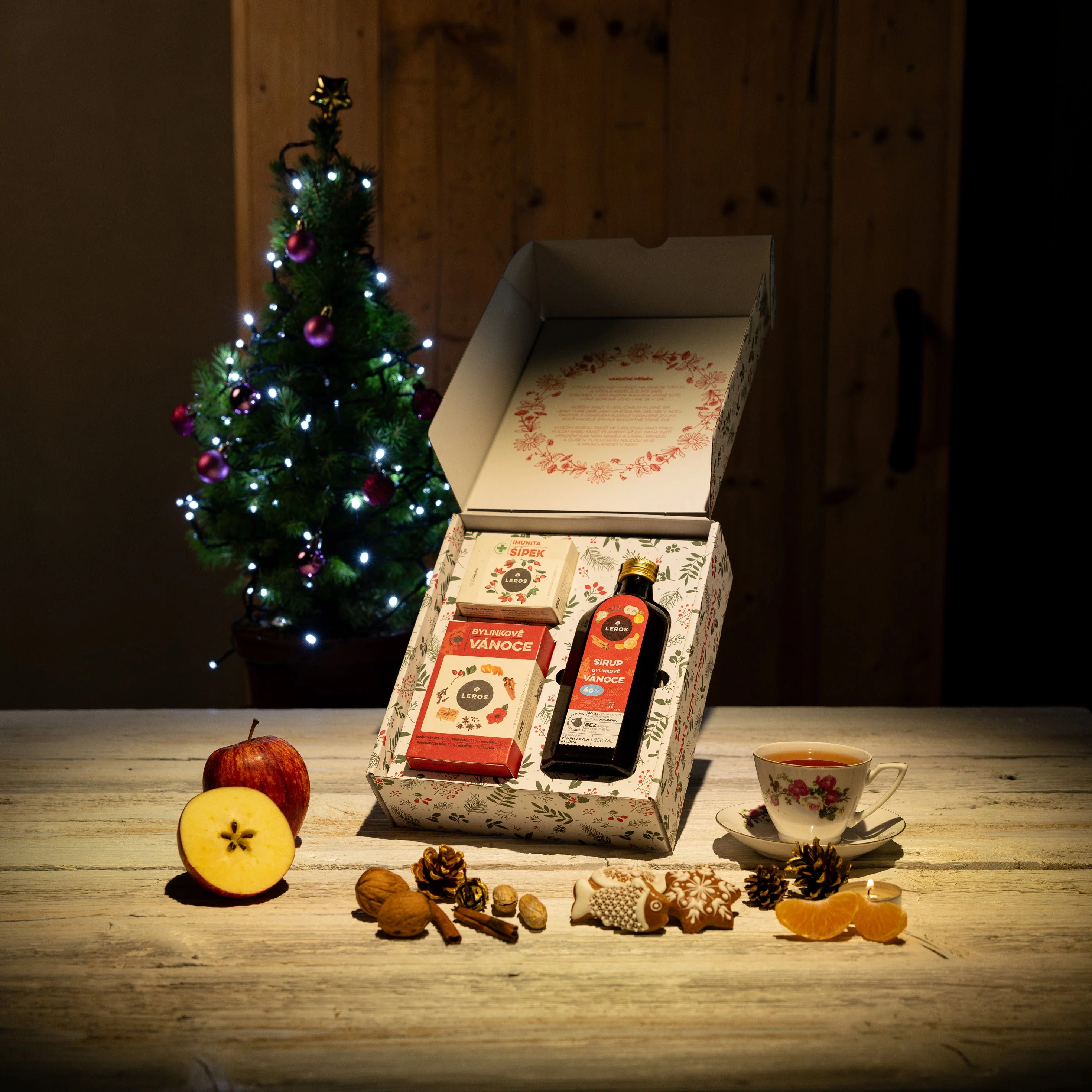 LEROS Geschenkset (3 Stück) – Kräuter-Weihnachten – Kräutersirup und 2 Teesorten