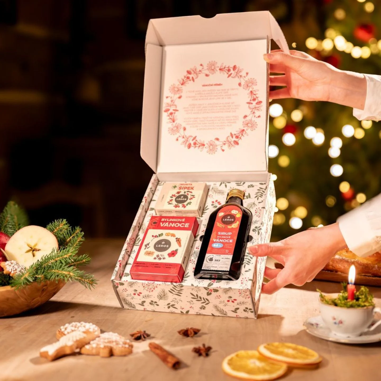 LEROS Geschenkset (3 Stück) – Kräuter-Weihnachten – Kräutersirup und 2 Teesorten