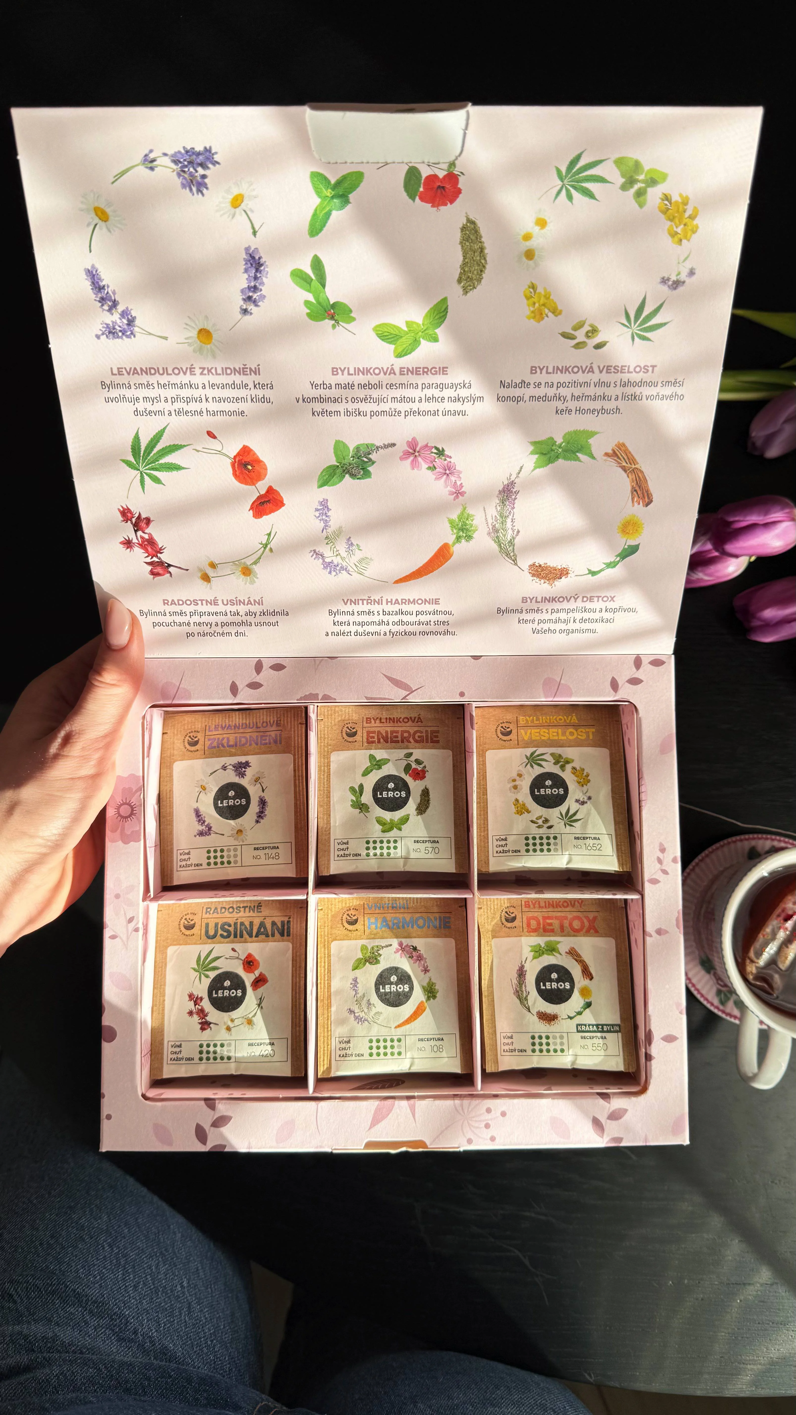 LEROS Geschenkset Kräutertees Duftende Wiese – Aufgussbeutel (6 x 5 Stk.) – 6 Kräutermischungen