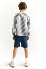Ecoalf Marinalf Long Sleeve T-shirt Boys Off White Blue Stripe