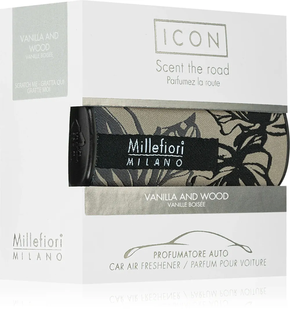 Icon Textil Floral Vanilla and Wood Duft für das Auto Millefiori Icon Textil Floral Vanilla and Wood vůně do auta
