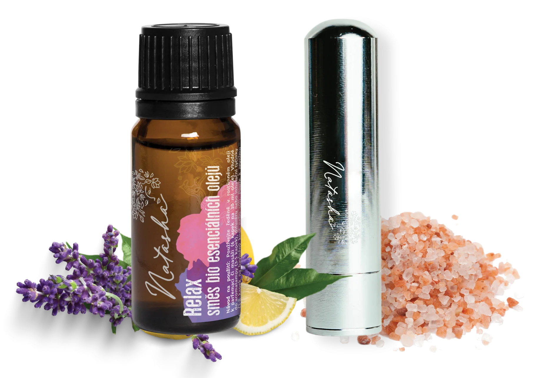 Natasha Aroma-Set mit Inhalator - Relax - beruhigend mit Lavendel und Zitrone
