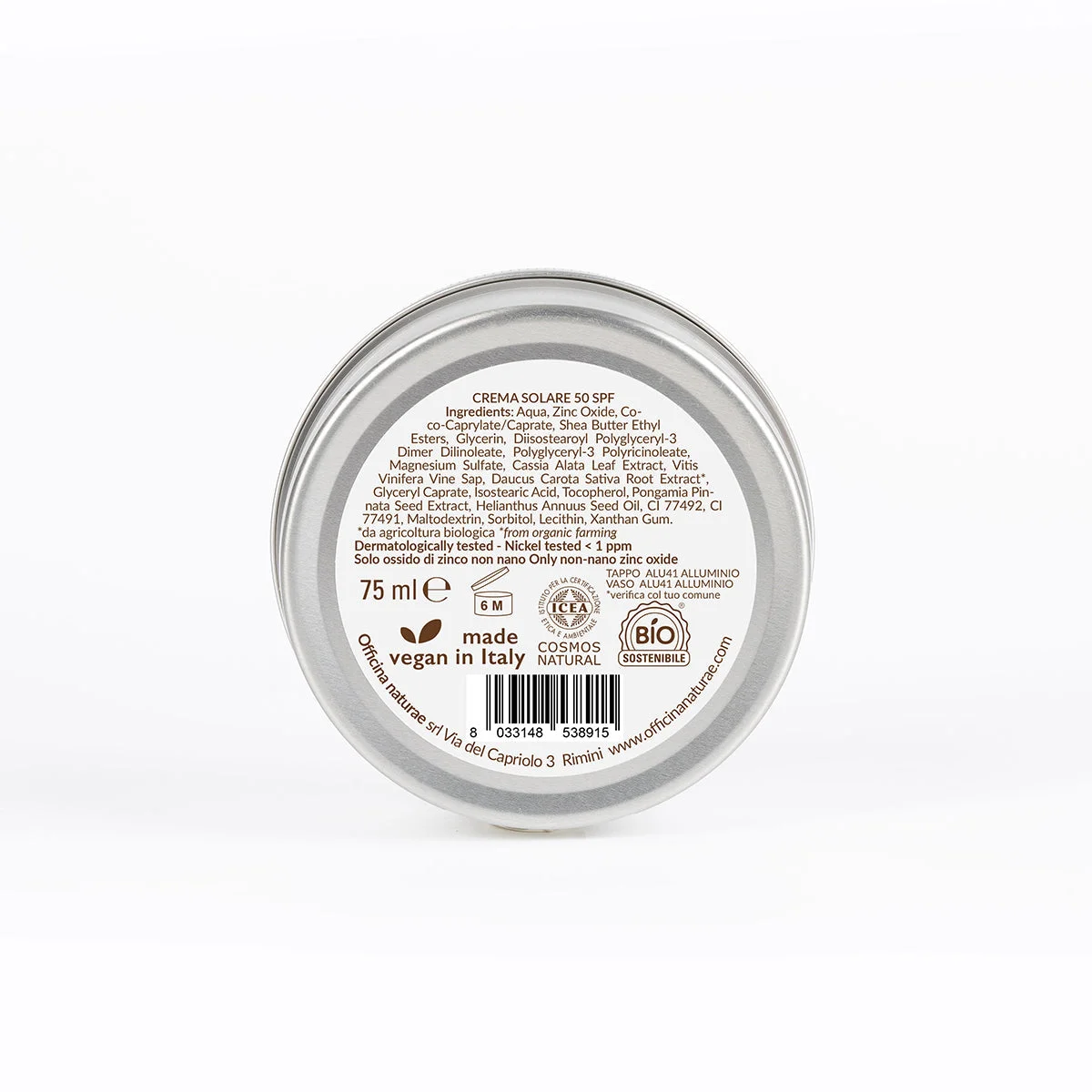 Officina Naturae Sonnencreme SPF 50 in der Metalldose (75 ml) – parfümfrei
