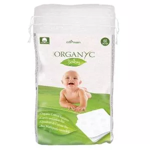 Organyc Baumwollquadrate zum Reinigen für Kinder (60 Stück) - 100% Bio-Baumwolle
