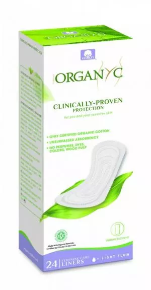 Organyc Slipeinlagen Light Plus (24 Stück) - 100% Bio-Baumwolle, 1 Tropfen