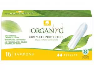 Organyc Tampons Regular (16 Stück) - 100% Bio-Baumwolle, 2 Tropfen