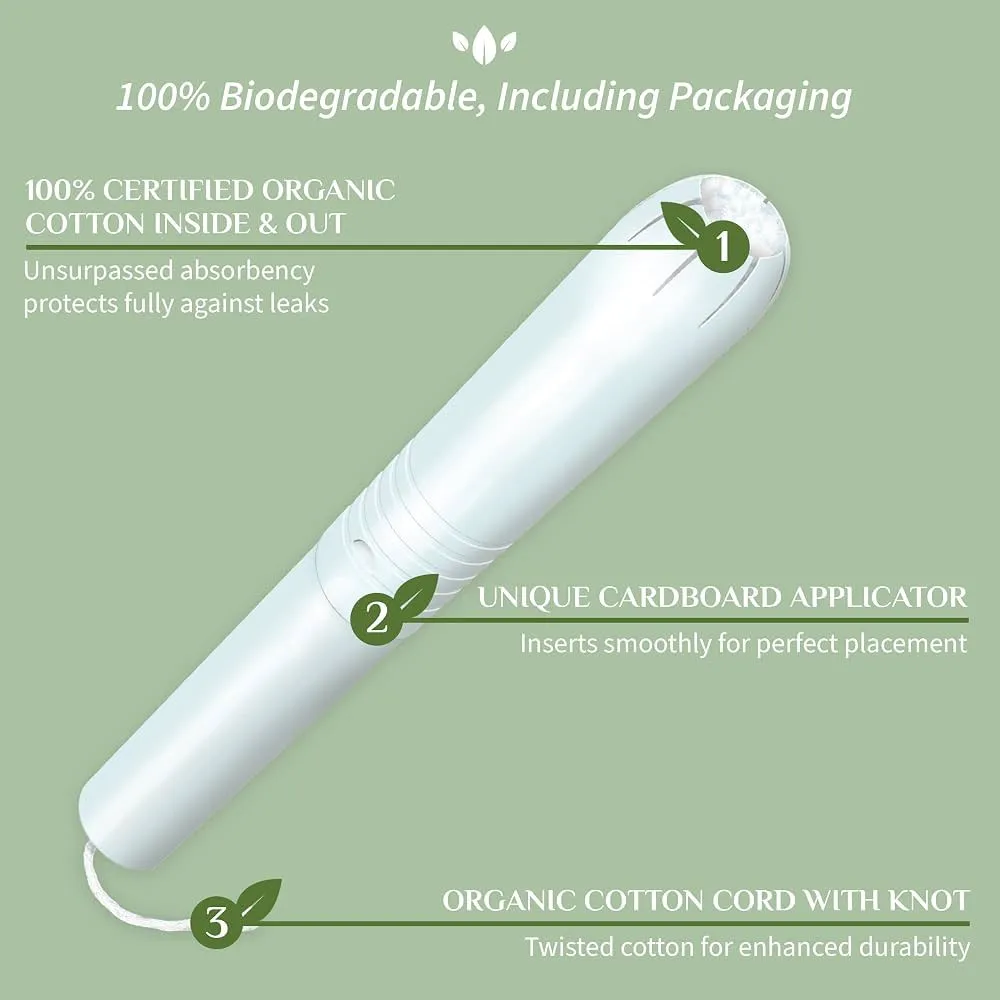 Organyc Tampons mit Applikator Regular (16 Stück) - 100% Bio-Baumwolle, 2 Tropfen