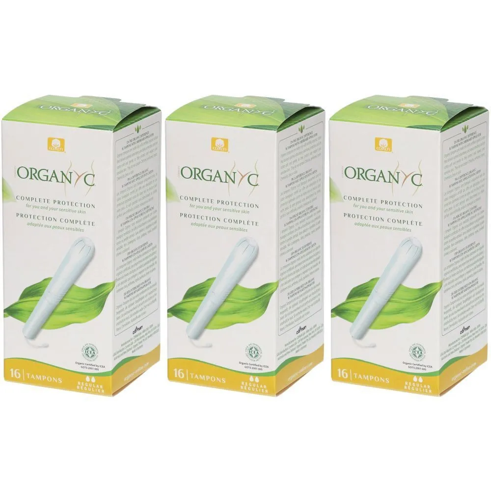 Organyc Tampons mit Applikator Regular (16 Stück) - 100% Bio-Baumwolle, 2 Tropfen