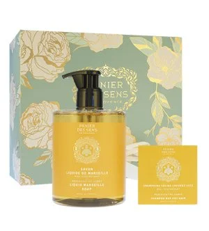 Panier Des Sens Regenerating Honey Geschenkset Flüssigseife + festes Shampoo für trockenes Haar 75 g
