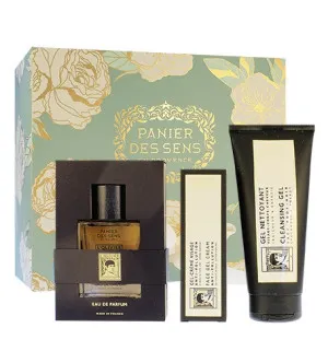 Panier Des Sens L'Olivier Eau de Toilette 50 ml + Gesichts-, Körper- und Haarreinigungsgel 200 ml + Gel-Gesichtscreme 75 ml Geschenkset Für Männer