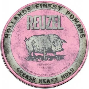 REUZEL Styling Pink Pomade Grease Heavy Hold Haarpomade mit mittlerem Halt und Glanz 113 g für Herren