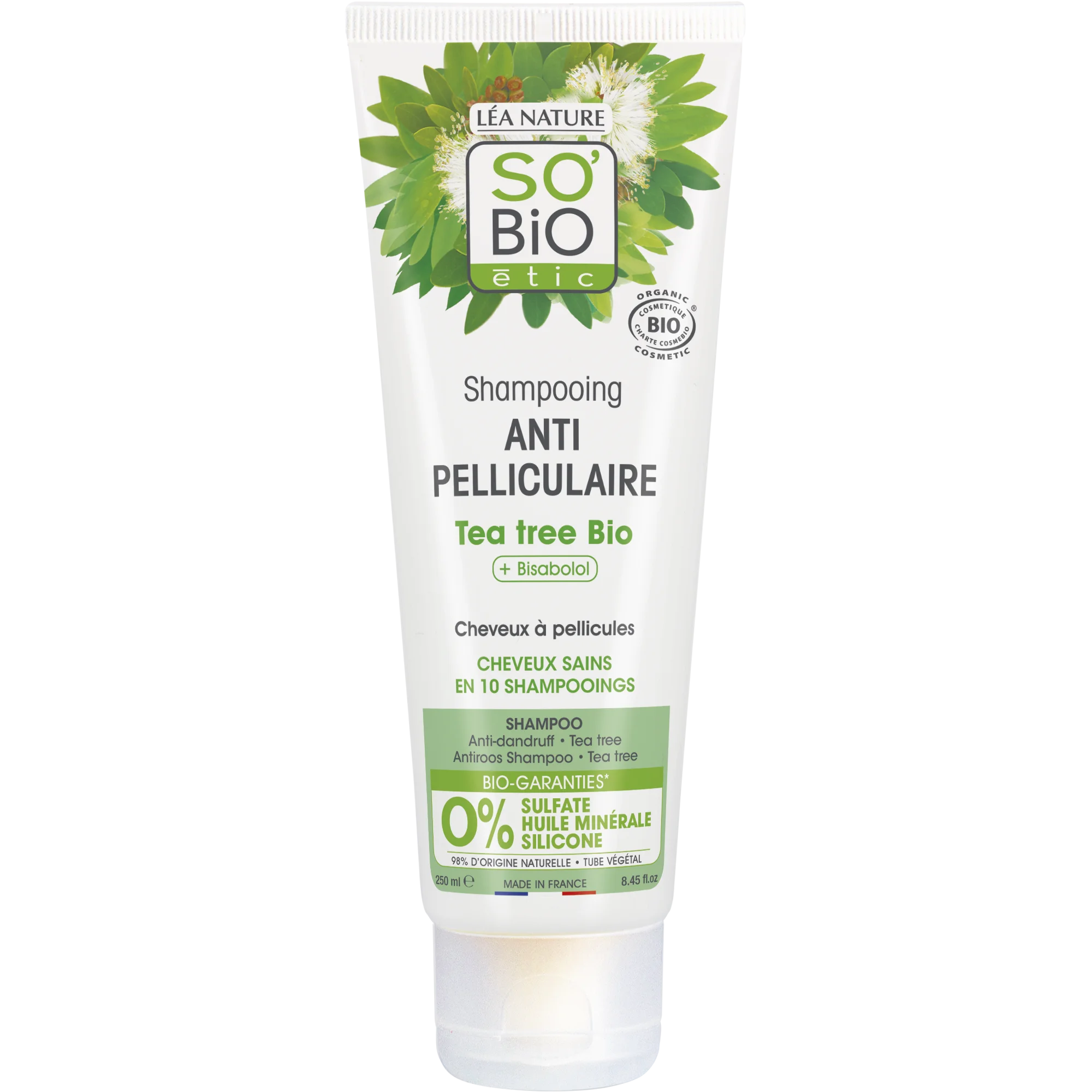 SO’BiO étic Anti-Schuppen-Shampoo mit Teebaumöl und Bisabolol BIO (250 ml) - mit Aloe-Vera-Saft