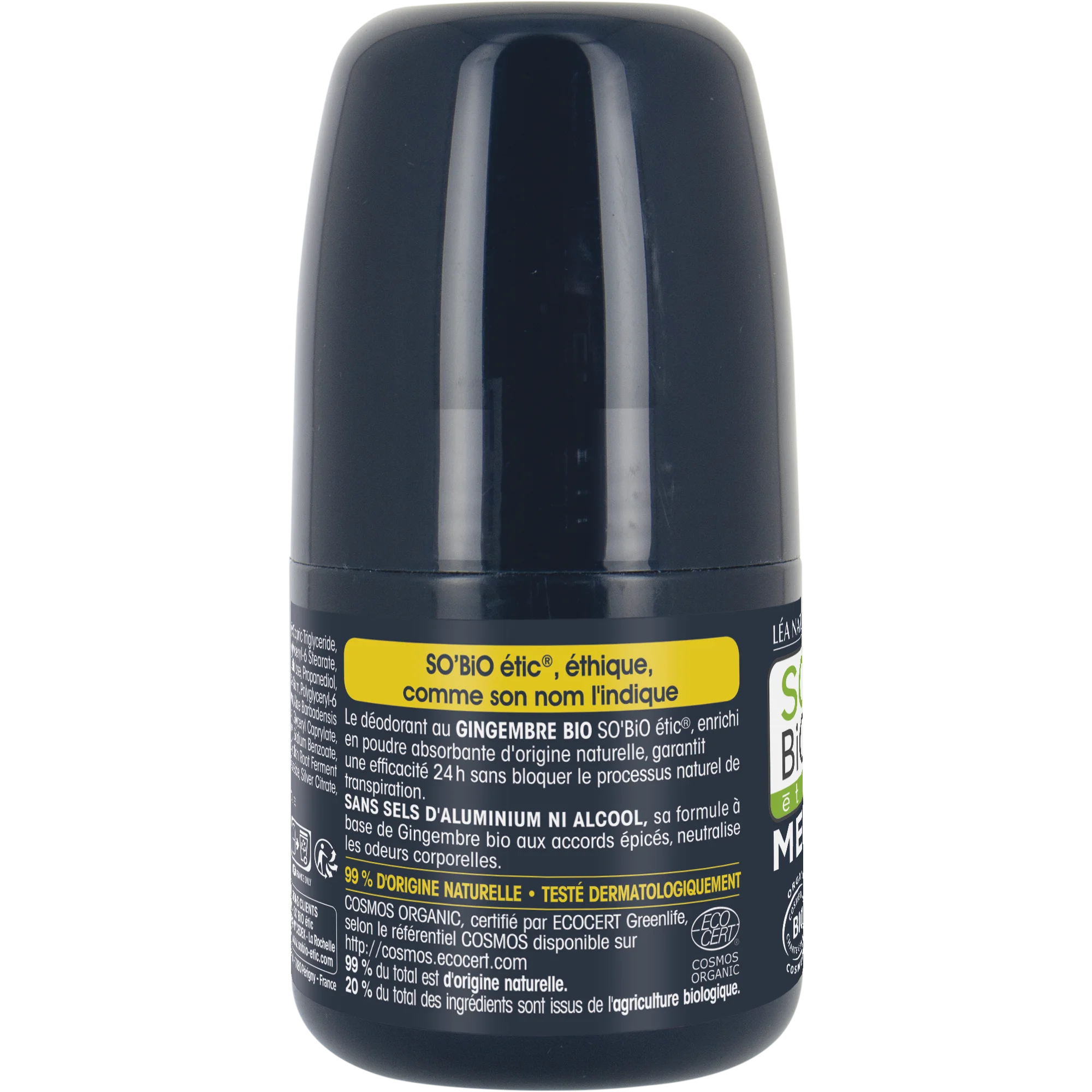 SO’BiO étic Deodorant Roll-on 24h MEN – Ingwer BIO (50 ml) – wirksam bis zu 24 Stunden