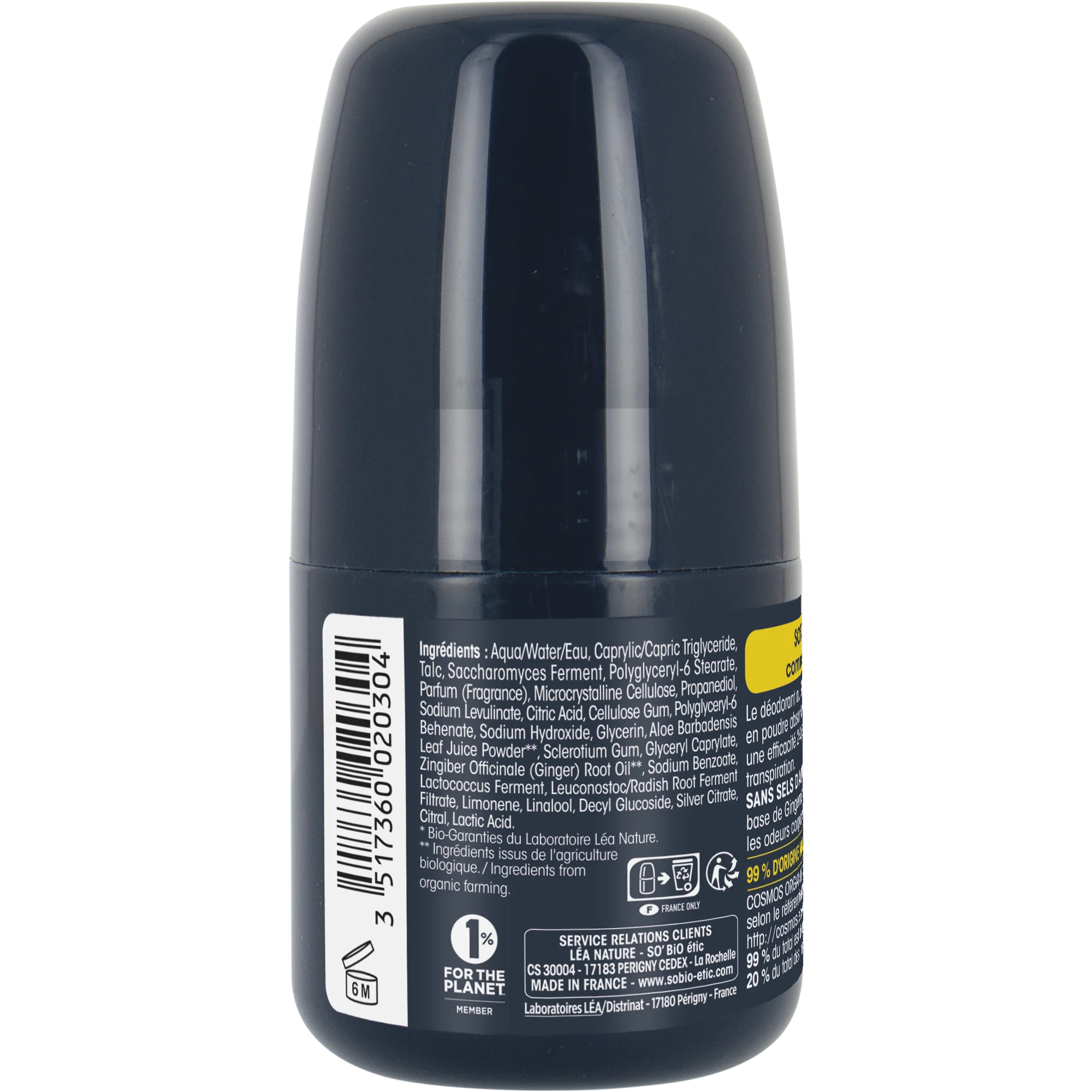 SO’BiO étic Deodorant Roll-on 24h MEN – Ingwer BIO (50 ml) – wirksam bis zu 24 Stunden