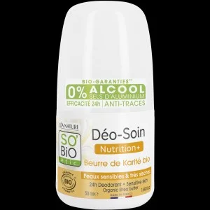 SO’BiO étic Deodorant Roll-on 24h Nutrition+ mit Bio-Sheabutter (50 ml) - wirkt bis zu 24 Stunden