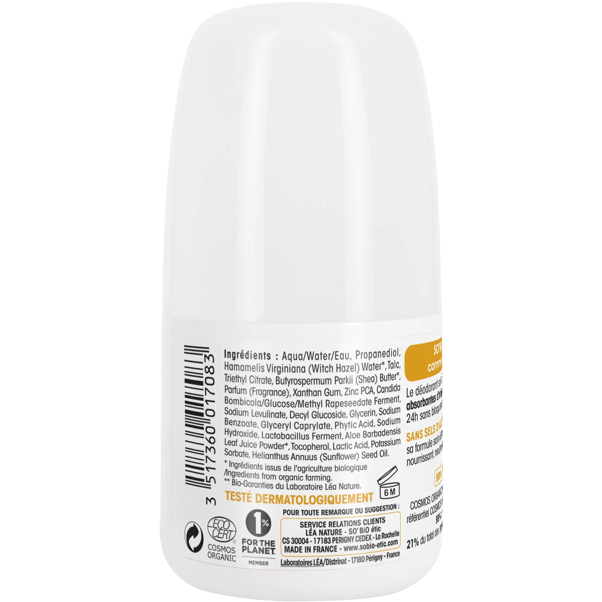 SO’BiO étic Deodorant Roll-on 24h Nutrition+ mit Bio-Sheabutter (50 ml) - wirkt bis zu 24 Stunden