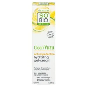 SO’BiO étic Feuchtigkeitsspendende Gesichts-Gelcreme – Clean Yuzu BIO (40 ml) – ideal für fettige Haut