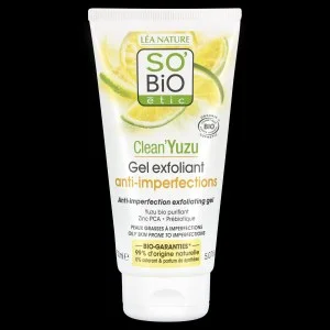 SO’BiO étic Gesichtspeeling-Gel - Clean Yuzu BIO (150 ml) - ideal für fettige Haut