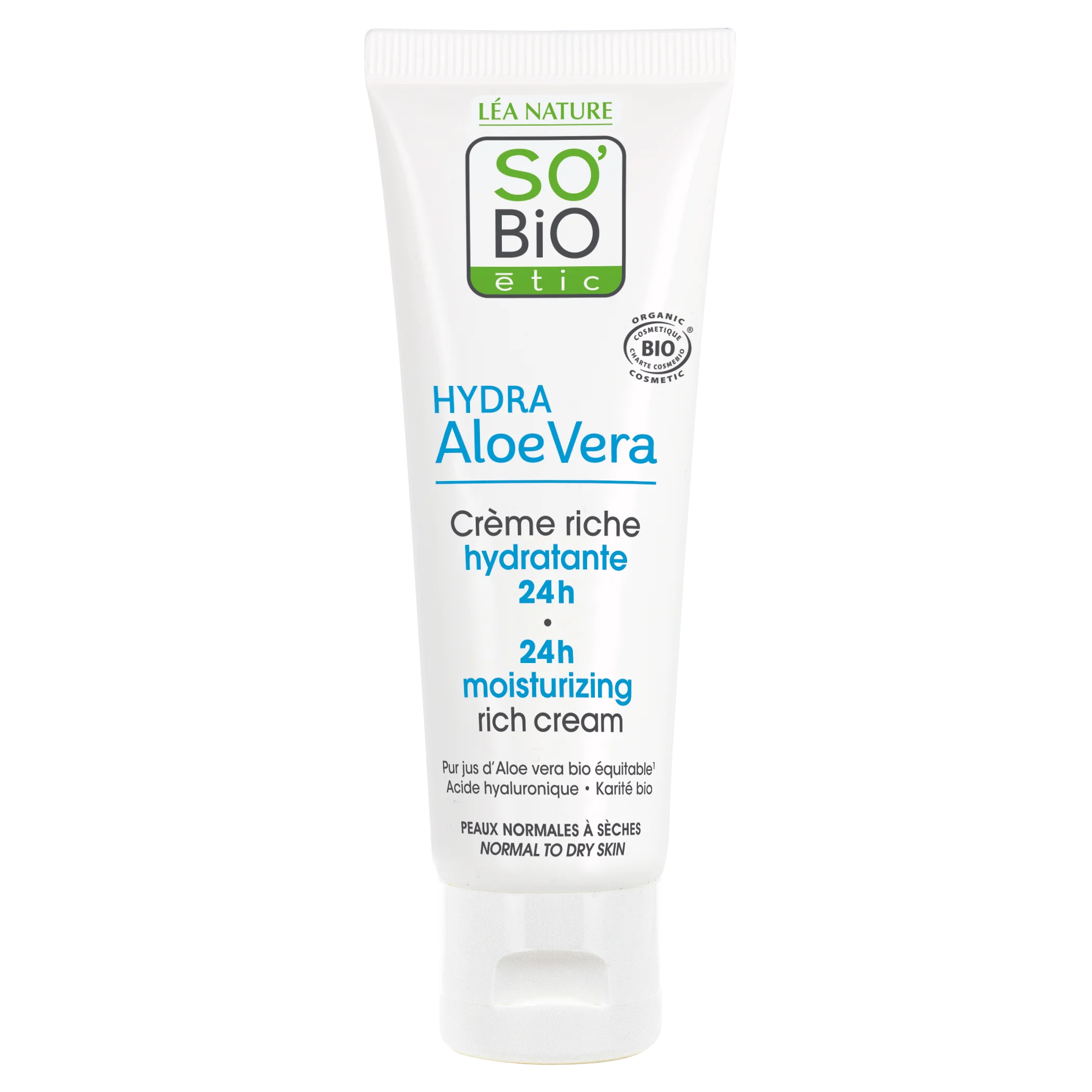 SO’BiO étic Reichhaltig feuchtigkeitsspendende Tagescreme mit BIO-Aloe vera (50 ml) – mit Hyaluronsäure