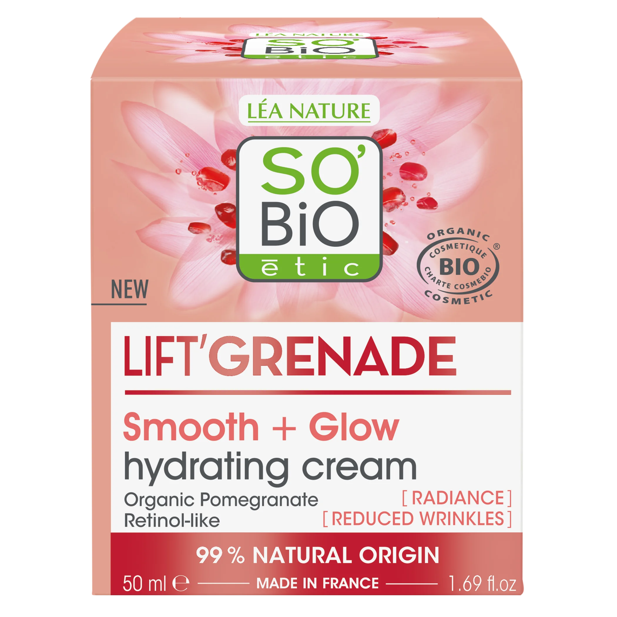 SO’BiO étic Aufhellende Anti-Falten-Tagescreme Lift'Grenade BIO (50 ml) – mit Granatapfel