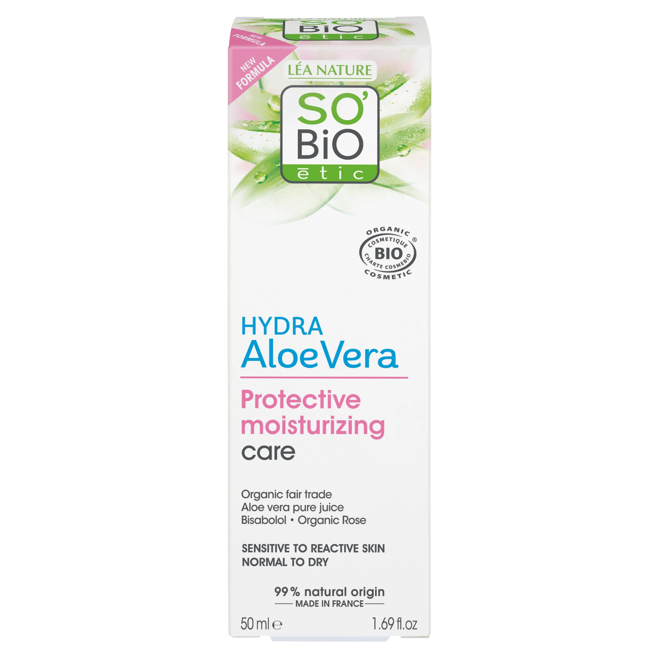 SO’BiO étic Schutzcreme für empfindliche Haut mit Aloe vera 5in1 BIO (50 ml) – spendet Feuchtigkeit und beruhigt die Haut