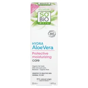 SO’BiO étic Schutzcreme für empfindliche Haut mit Aloe vera 5in1 BIO (50 ml) – spendet Feuchtigkeit und beruhigt die Haut